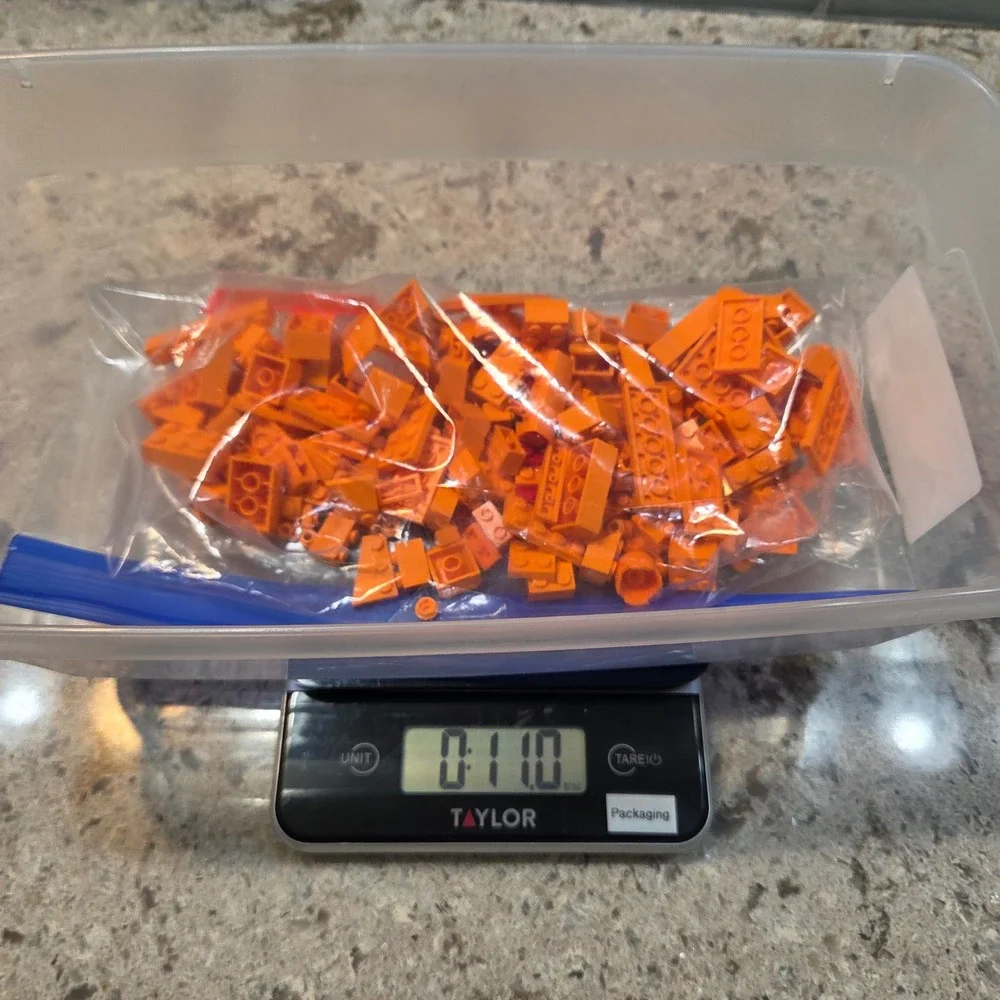 LEGO Bulk Lot Orange Bricks Plates Slopes Specialty Pieces 11oz Assorted Parts